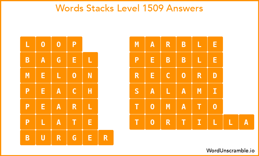 Word Stacks Level 1509 Answers