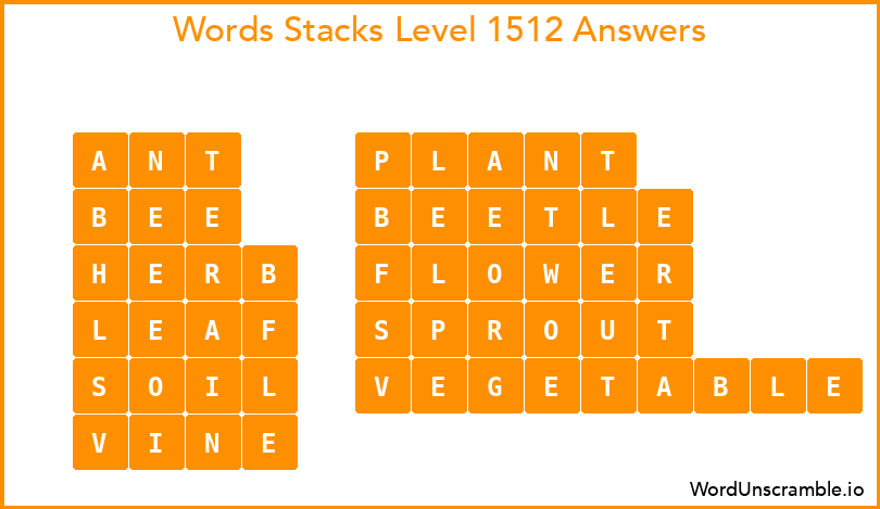 Word Stacks Level 1512 Answers