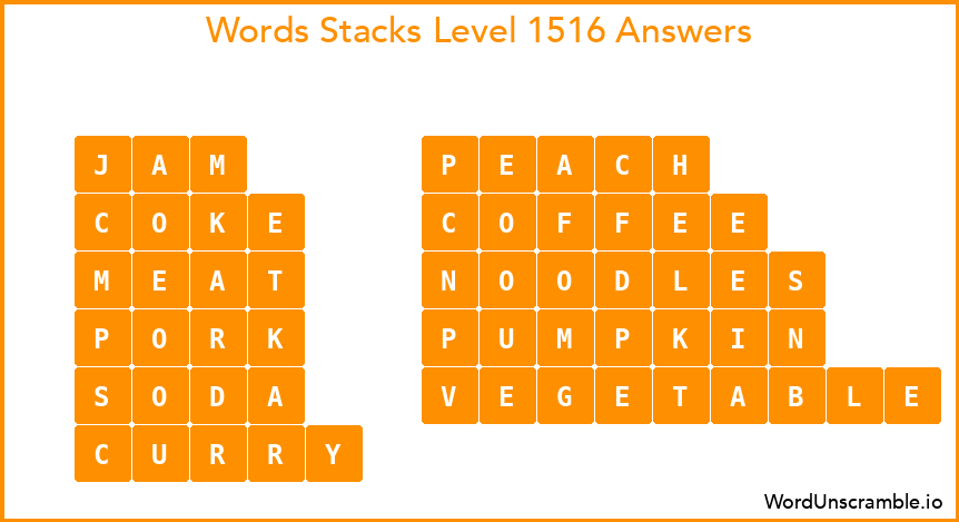 Word Stacks Level 1516 Answers