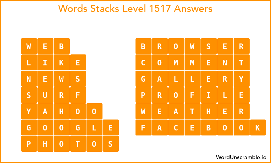 Word Stacks Level 1517 Answers