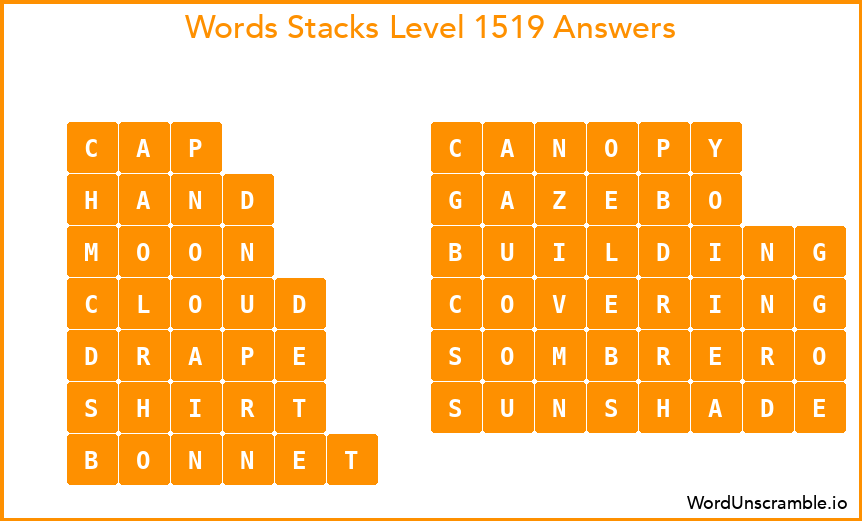 Word Stacks Level 1519 Answers