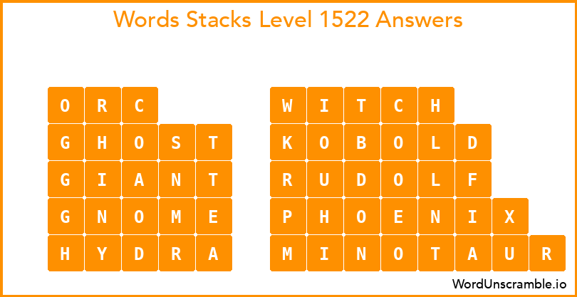 Word Stacks Level 1522 Answers