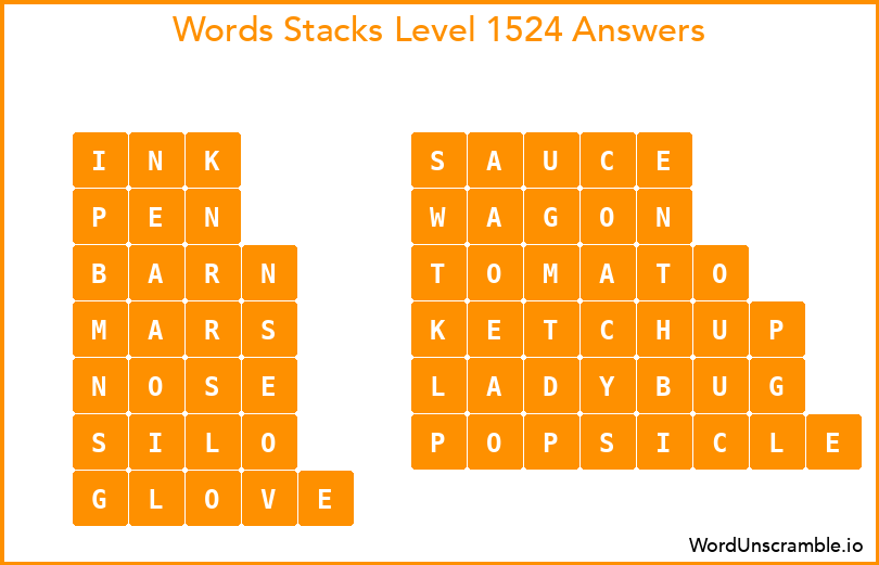 Word Stacks Level 1524 Answers
