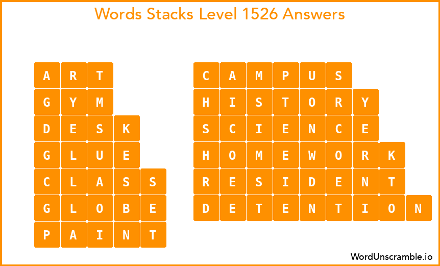 Word Stacks Level 1526 Answers