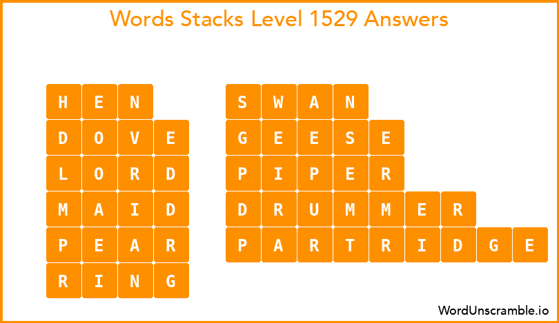 Word Stacks Level 1529 Answers
