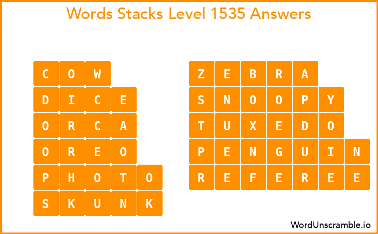 Word Stacks Level 1535 Answers