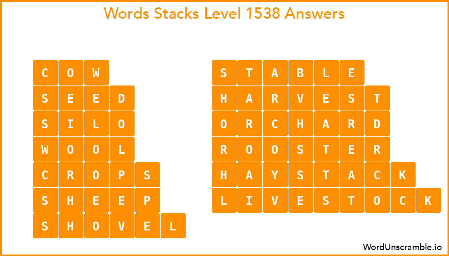 Word Stacks Level 1538 Answers