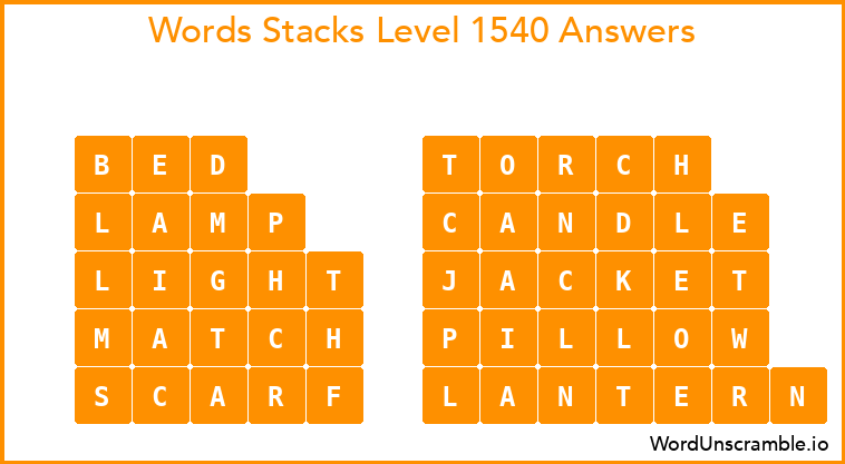 Word Stacks Level 1540 Answers