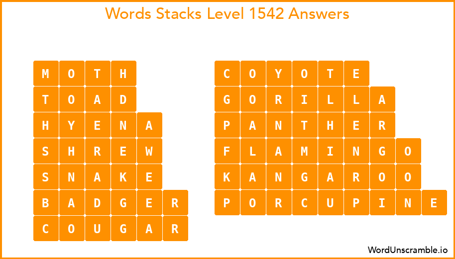Word Stacks Level 1542 Answers