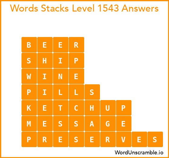 Word Stacks Level 1543 Answers