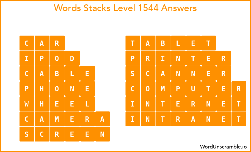 Word Stacks Level 1544 Answers