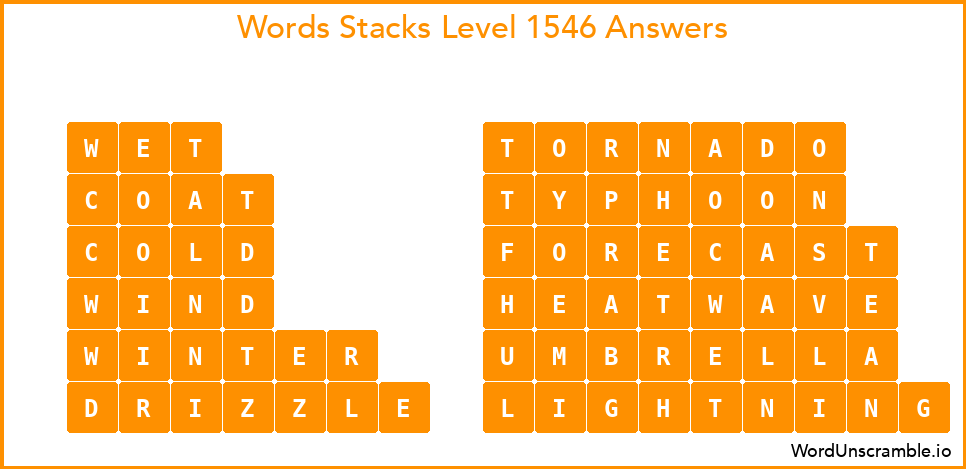 Word Stacks Level 1546 Answers