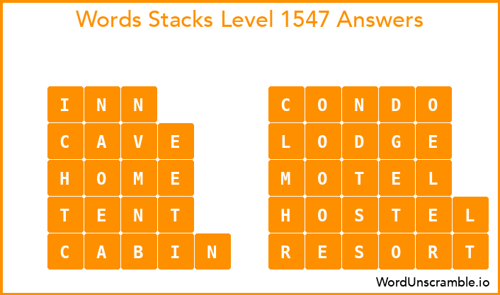 Word Stacks Level 1547 Answers