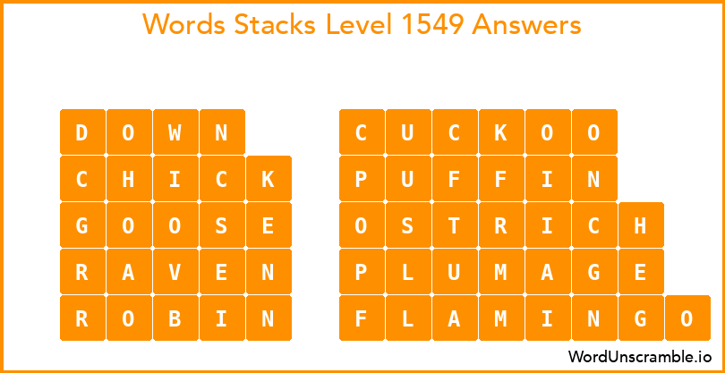 Word Stacks Level 1549 Answers