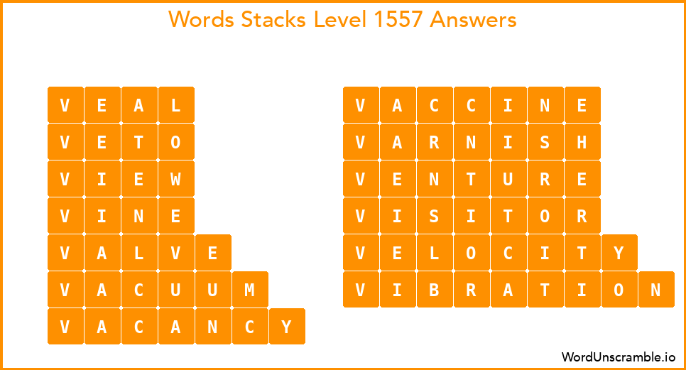 Word Stacks Level 1557 Answers