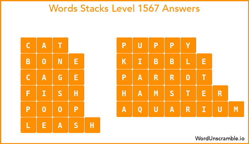Word Stacks Level 1567 Answers