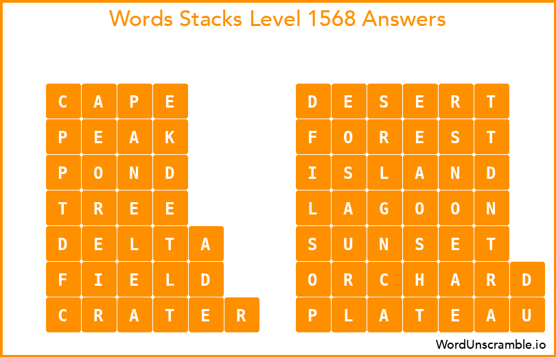 Word Stacks Level 1568 Answers