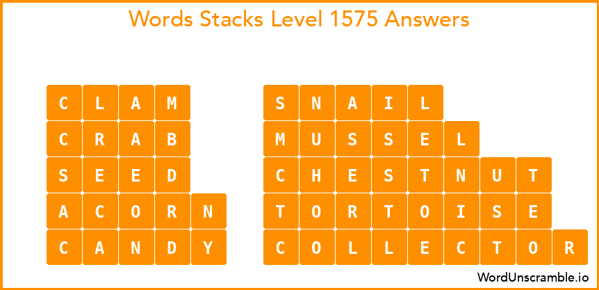 Word Stacks Level 1575 Answers
