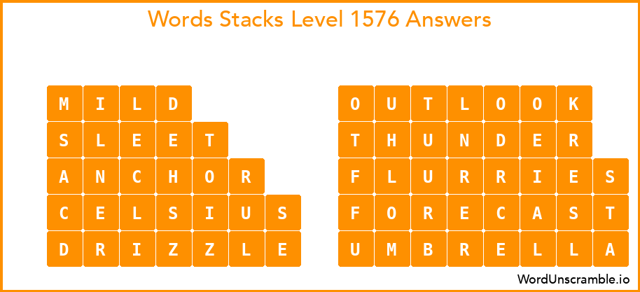 Word Stacks Level 1576 Answers