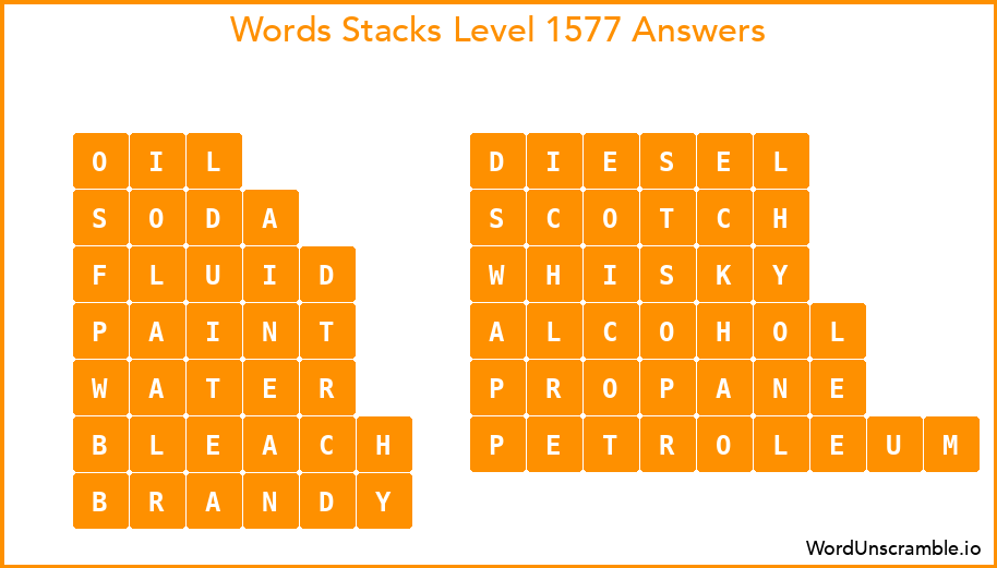 Word Stacks Level 1577 Answers