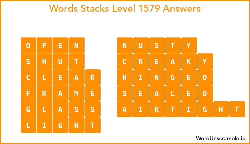 Word Stacks Level 1579 Answers