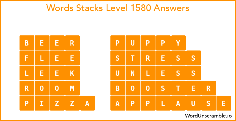 Word Stacks Level 1580 Answers