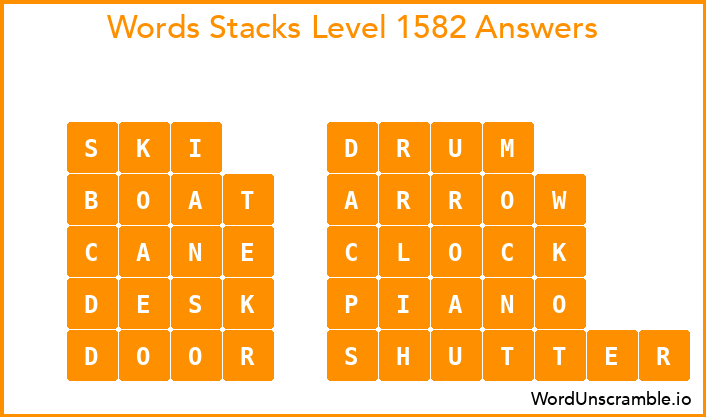 Word Stacks Level 1582 Answers
