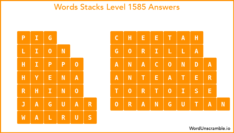 Word Stacks Level 1585 Answers