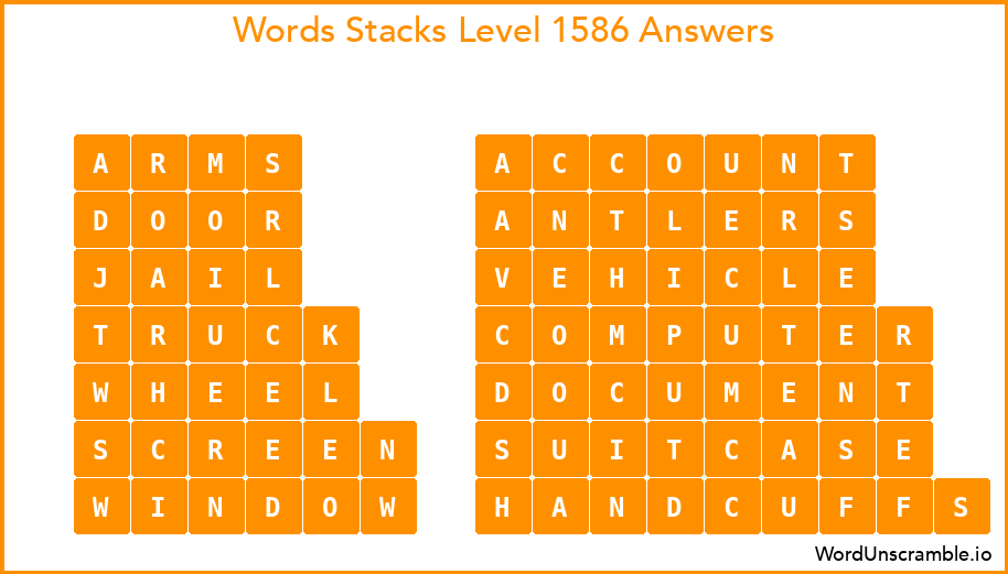 Word Stacks Level 1586 Answers