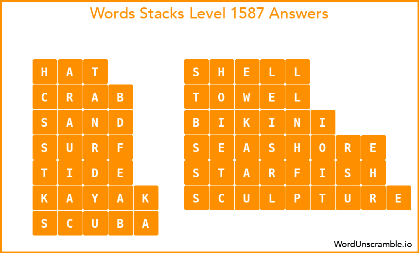 Word Stacks Level 1587 Answers
