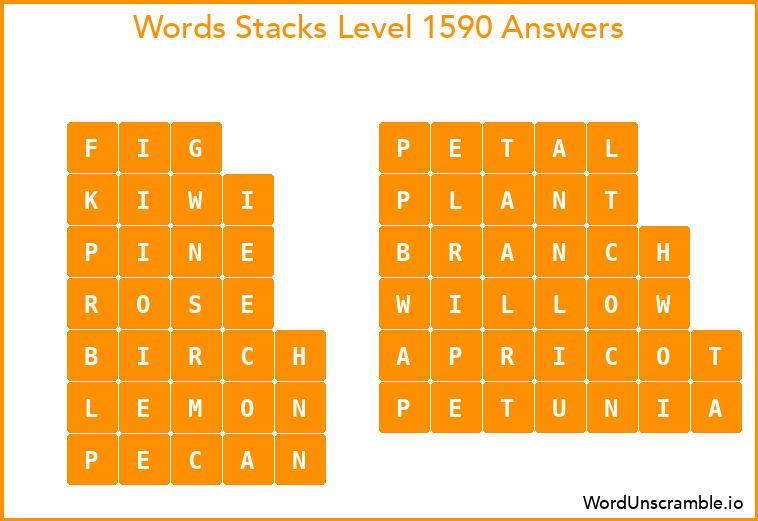 Word Stacks Level 1590 Answers