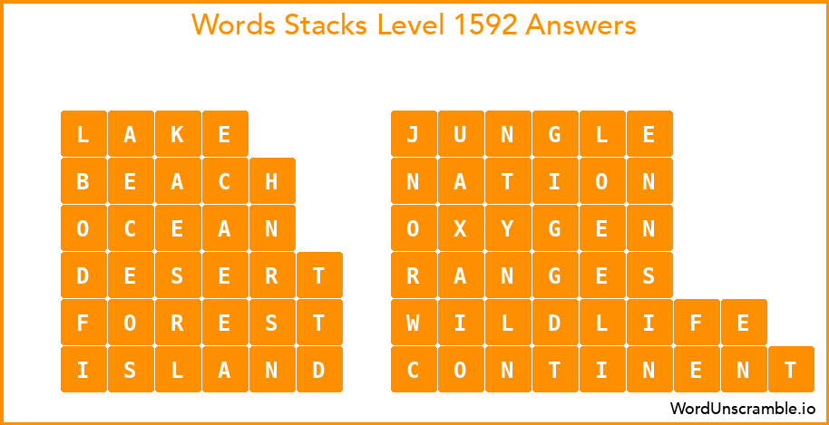 Word Stacks Level 1592 Answers