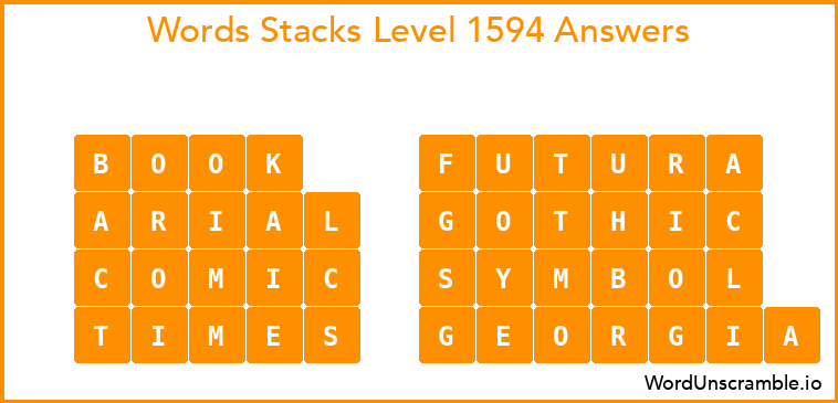 Word Stacks Level 1594 Answers