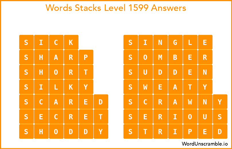 Word Stacks Level 1599 Answers