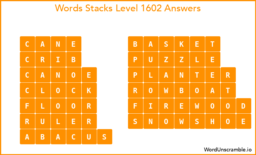Word Stacks Level 1602 Answers