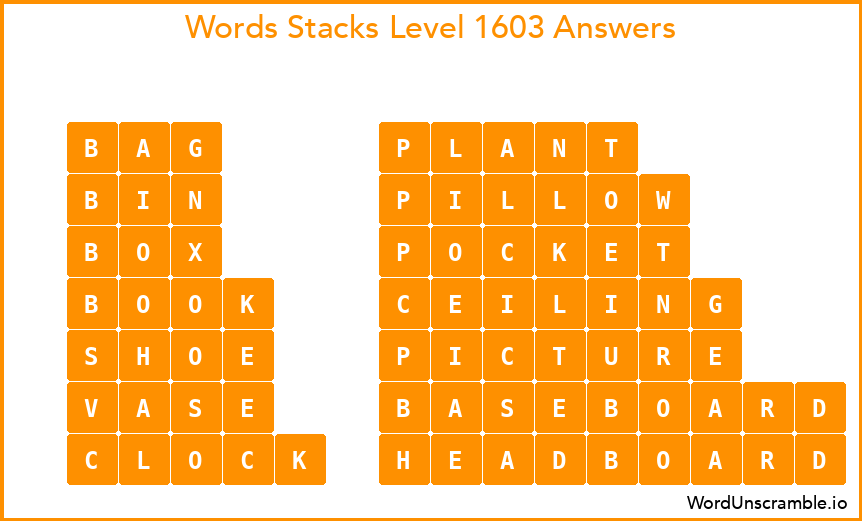 Word Stacks Level 1603 Answers