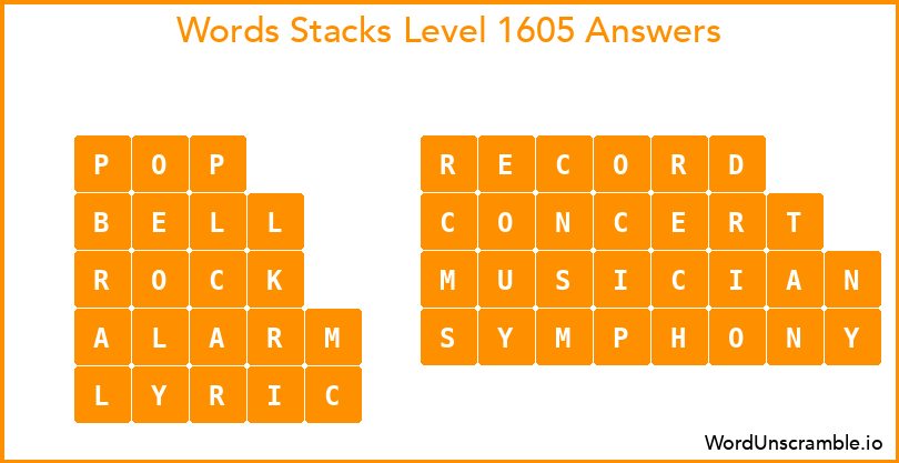 Word Stacks Level 1605 Answers