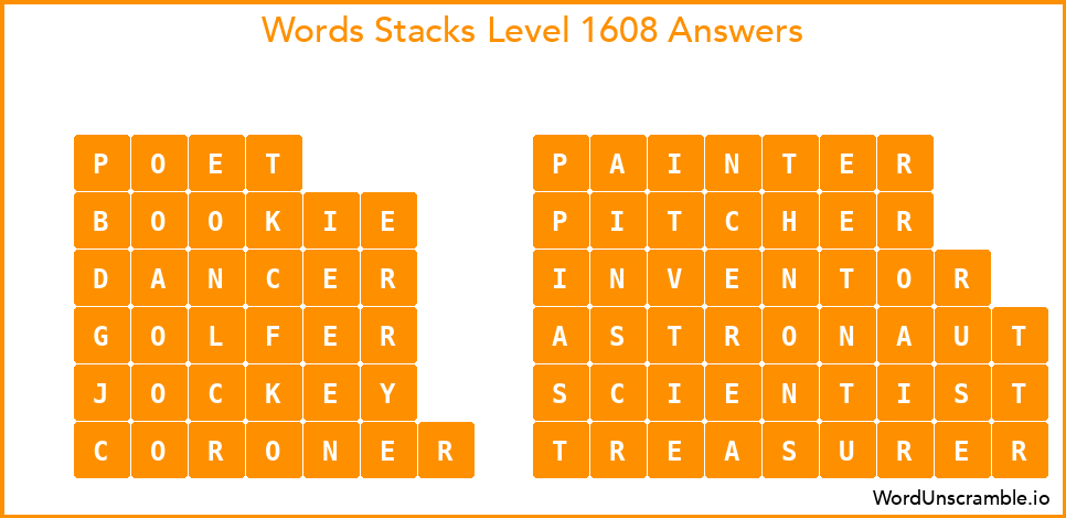 Word Stacks Level 1608 Answers