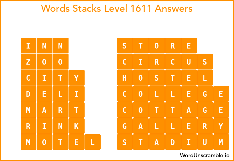 Word Stacks Level 1611 Answers