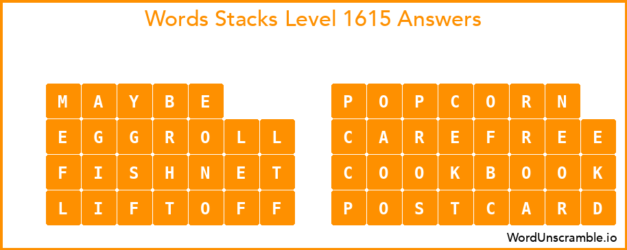Word Stacks Level 1615 Answers