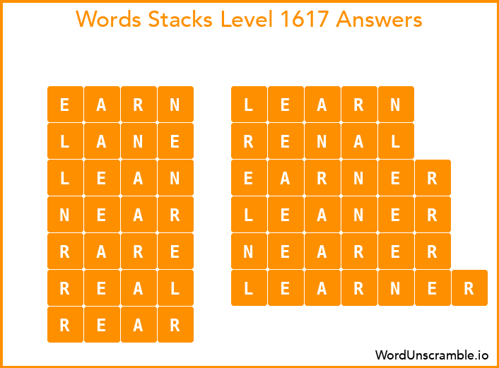 Word Stacks Level 1617 Answers