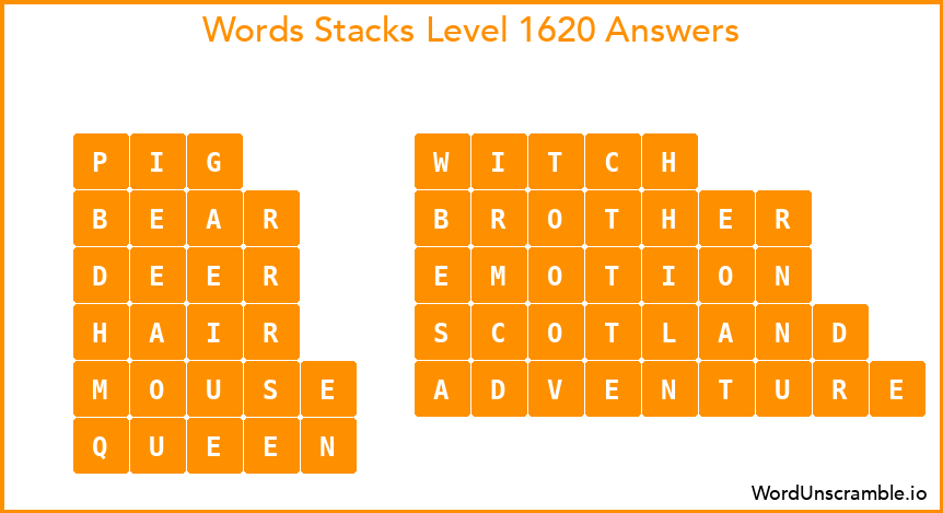 Word Stacks Level 1620 Answers