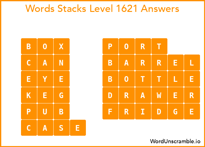 Word Stacks Level 1621 Answers