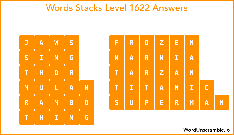 Word Stacks Level 1622 Answers
