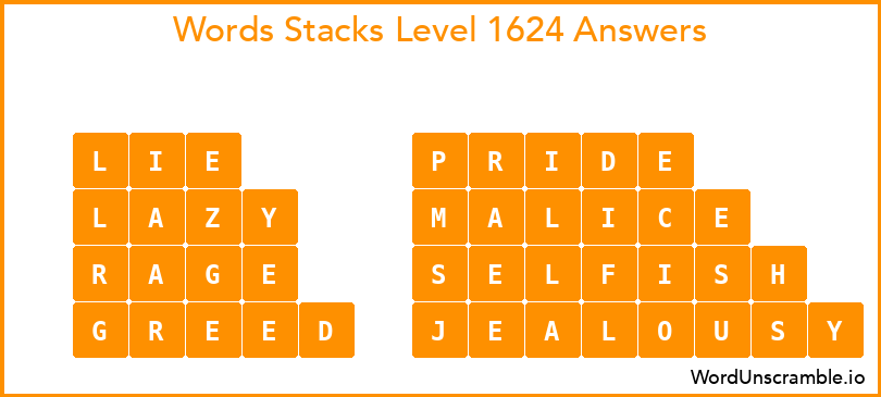Word Stacks Level 1624 Answers