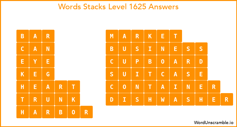 Word Stacks Level 1625 Answers