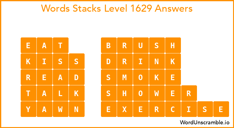 Word Stacks Level 1629 Answers