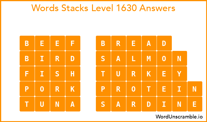 Word Stacks Level 1630 Answers