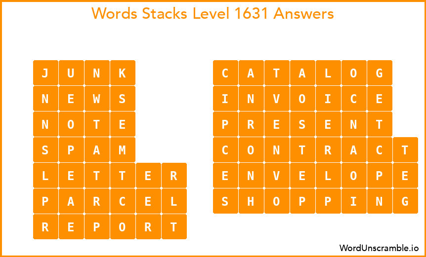 Word Stacks Level 1631 Answers