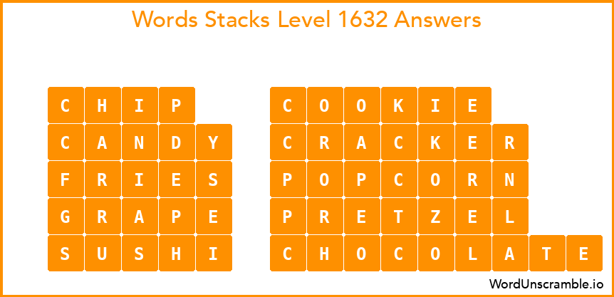 Word Stacks Level 1632 Answers